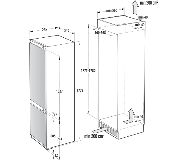 Lodówka do zabudowy Gorenje NRKI517E62WF No Frost 177,2cm 35dB Zawiasy Nożycowe WiFi 252L - 1327477 - zdjęcie 8